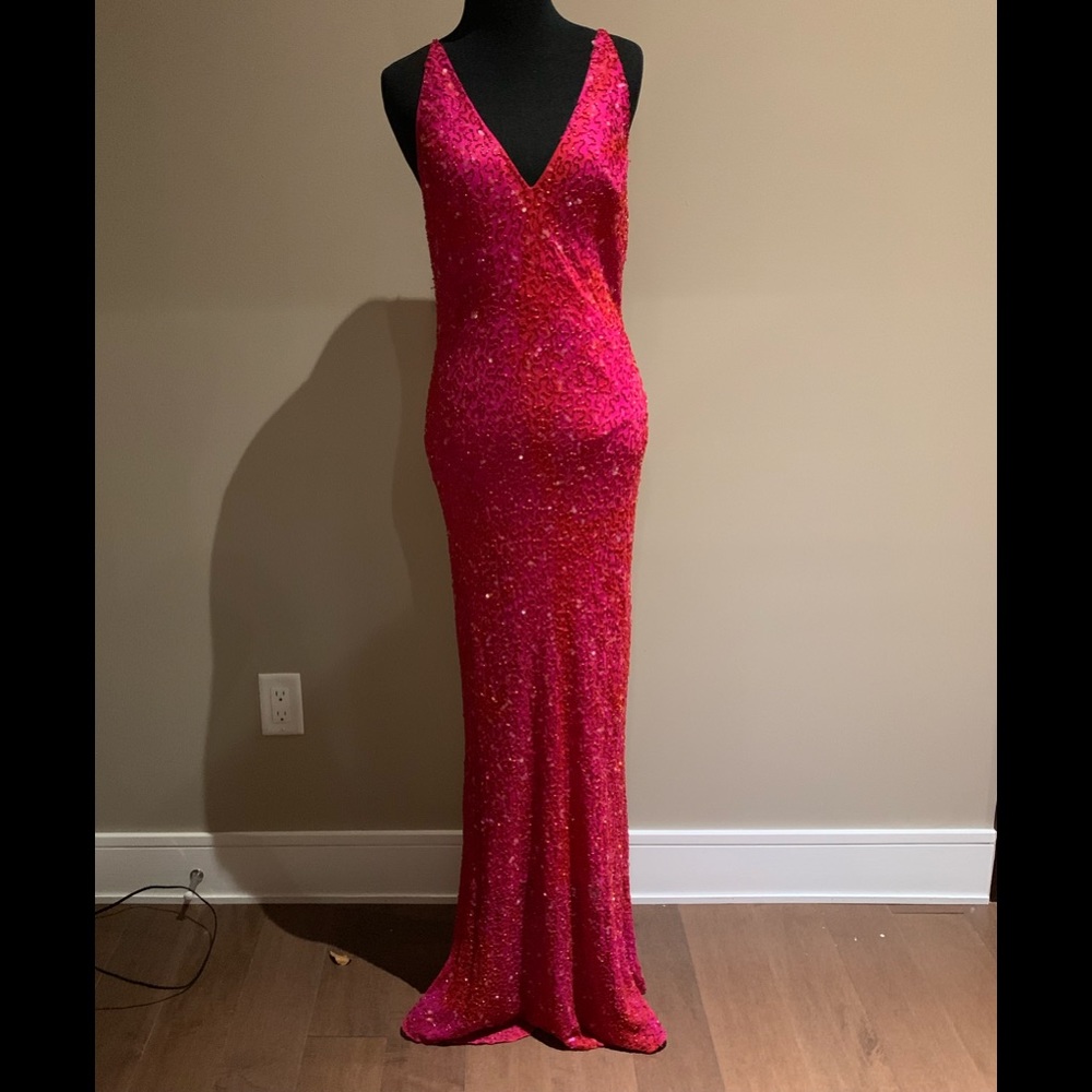 Gilar Pink Beaded Evening Gown